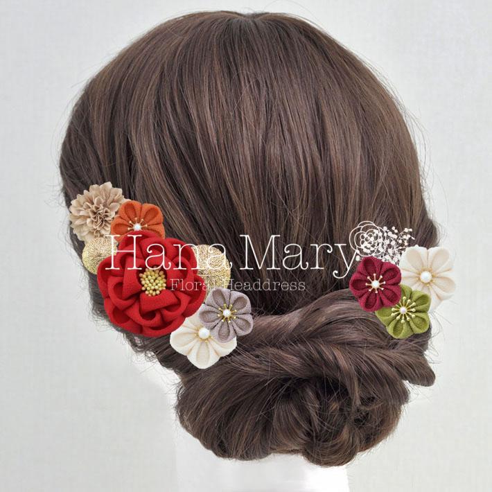 花飾り アレンジ名 古典的な髪飾り 組み合わせ自由 花の髪飾り専門店 Hanamary ハナマリー