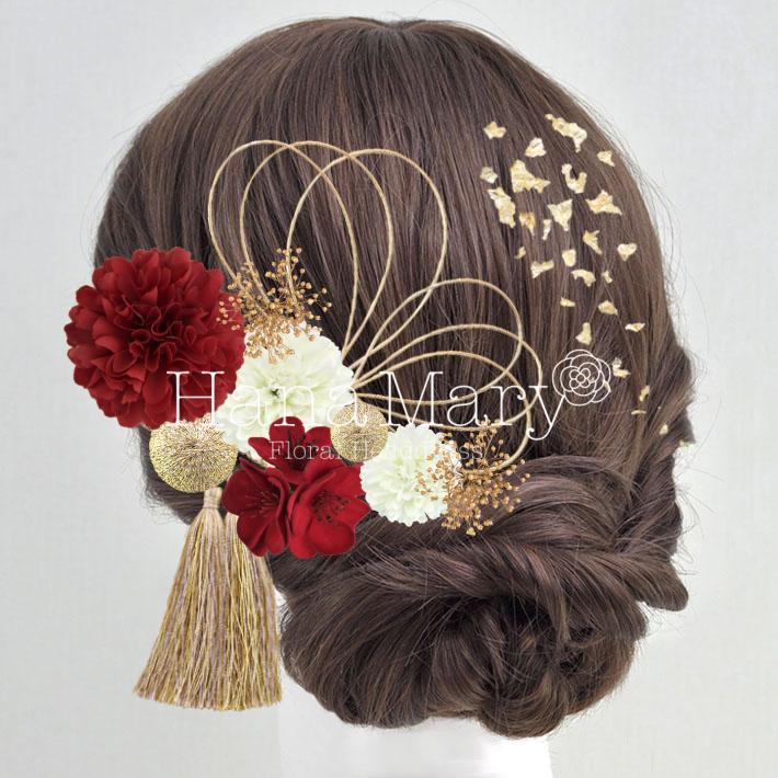 成人式髪飾り （花飾り アレンジ名 シックで大人かわいい成人式髪飾り  