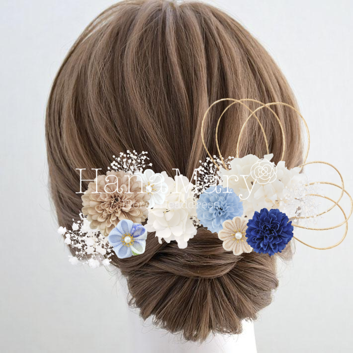ちりめんとダリアの髪飾り