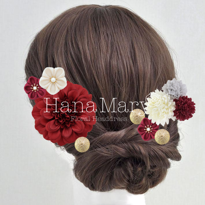 赤系ヘアセット