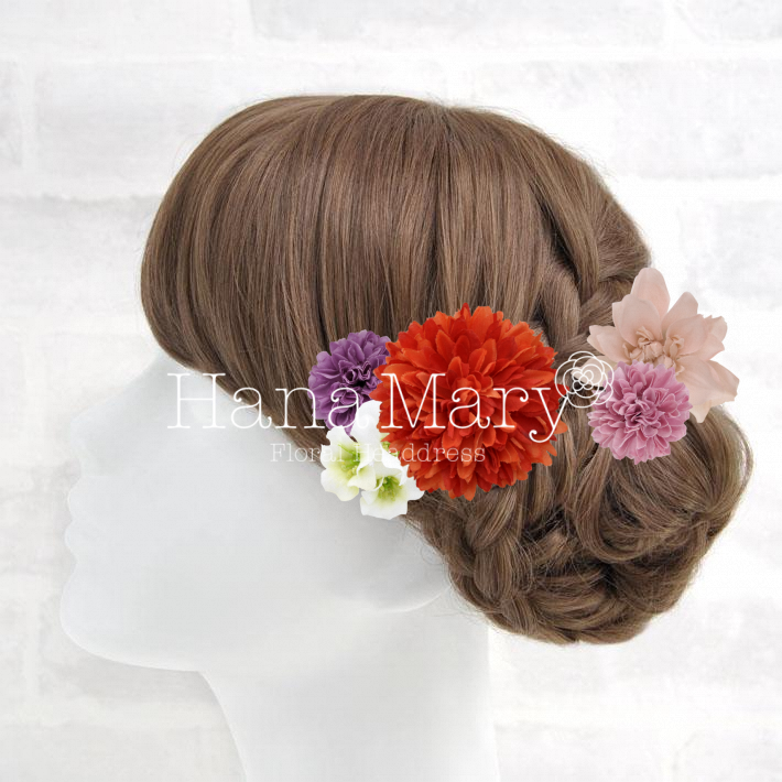 オレンジがかわいい髪飾り