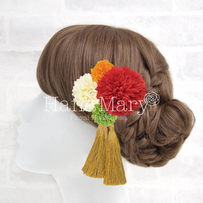 ピンポンマムの髪飾り