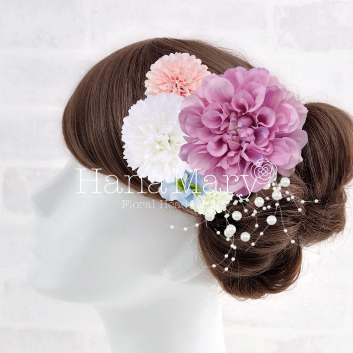 ピンクダリアとピンポンマム