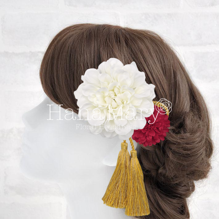 ダリアとマムの髪飾り
