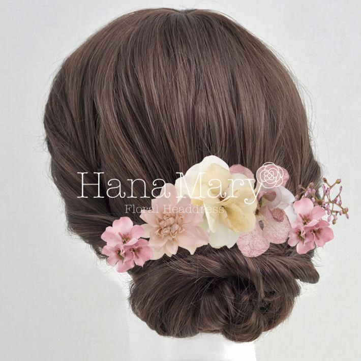 アンティークピンクの髪飾り