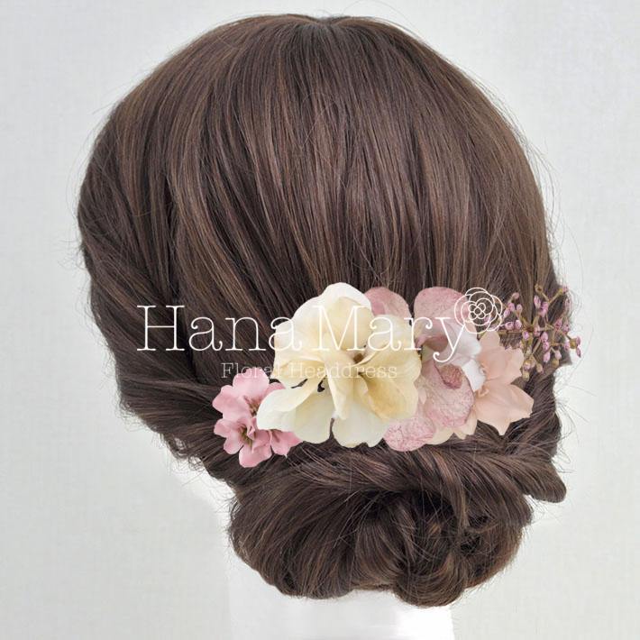 アンティークピンクの髪飾り