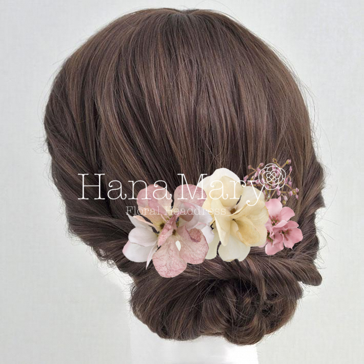 アンティークピンクの髪飾り2