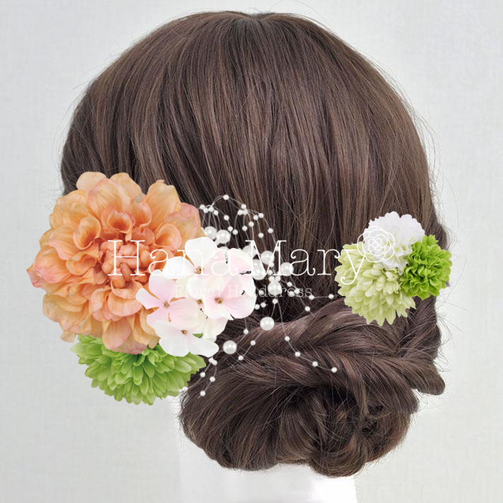 ダリアピーチとあじさい