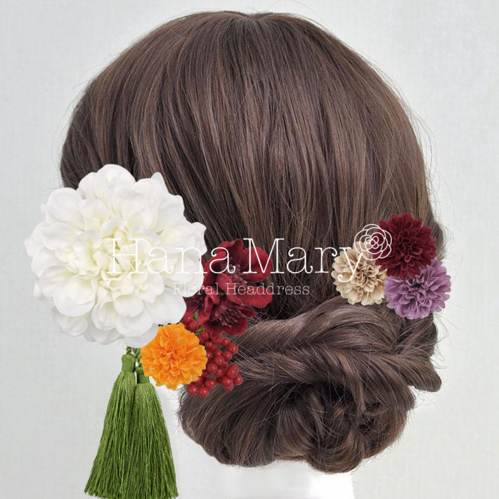 ダリアとカラフルピンポンマム