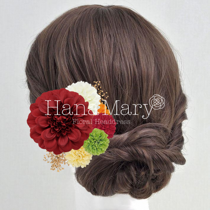 赤ダリアとマム