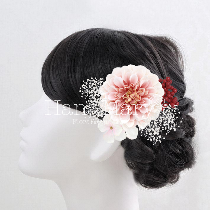 シックなホワイトダリア髪飾り