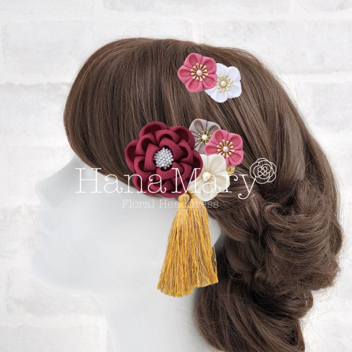 つまみ細工の髪飾り