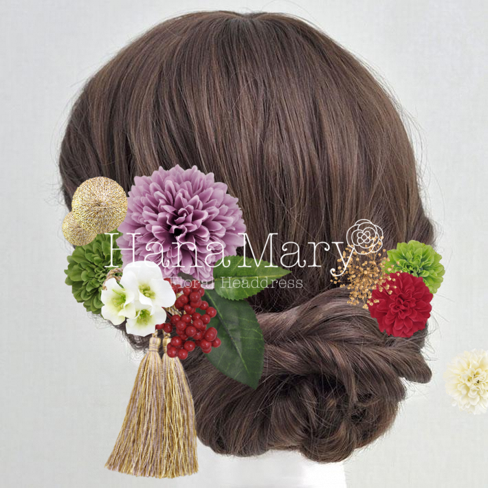 紫ピンポンマムの古典飾り