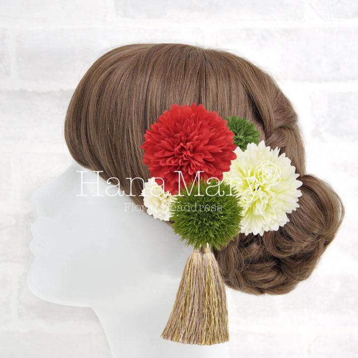 ピンポンマムの髪飾り