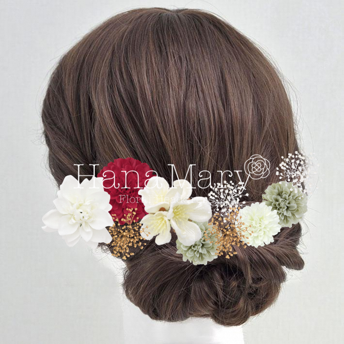 和モダン、かすみ草アレンジ