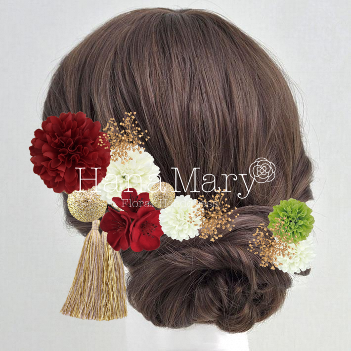 紅白髪飾り