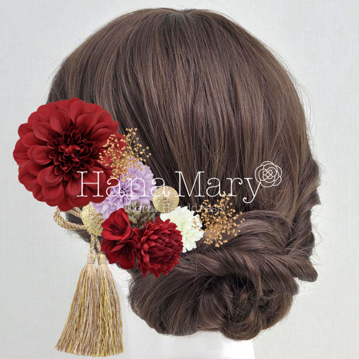 成人式髪飾り赤