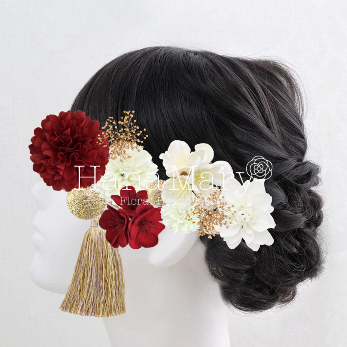 赤×白×ゴールド　色打掛にあわせて