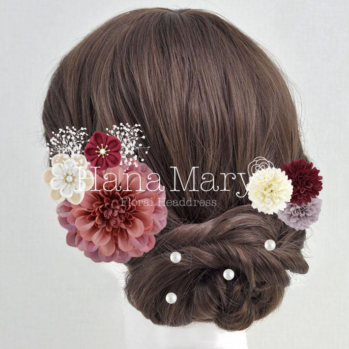 成人式アレンジ ピンクジニア