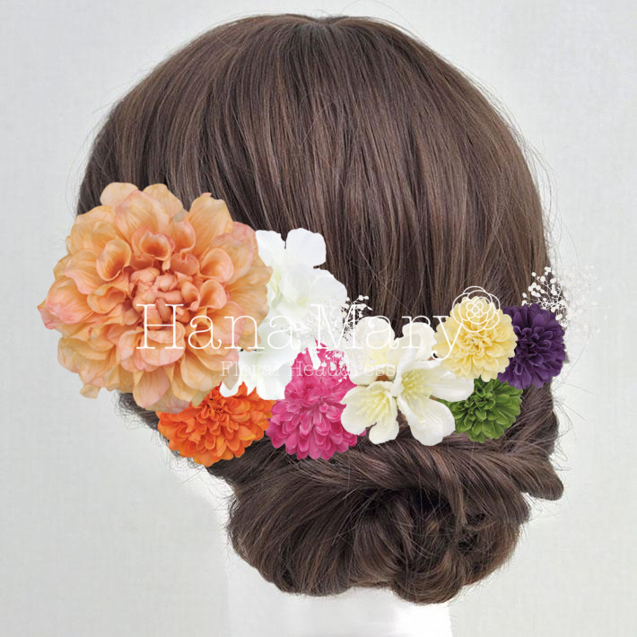 オレンジが主役華やかアレンジ