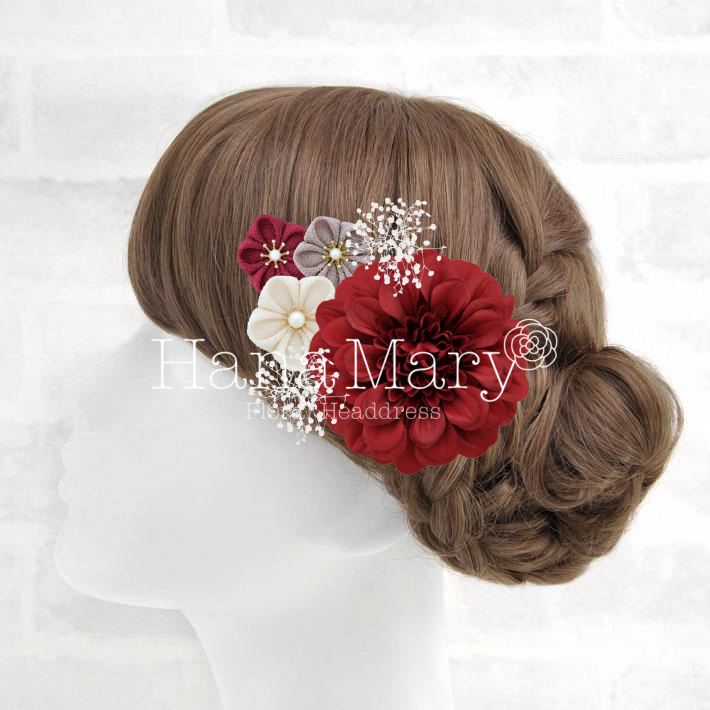 ジニアとつまみ細工アレンジ