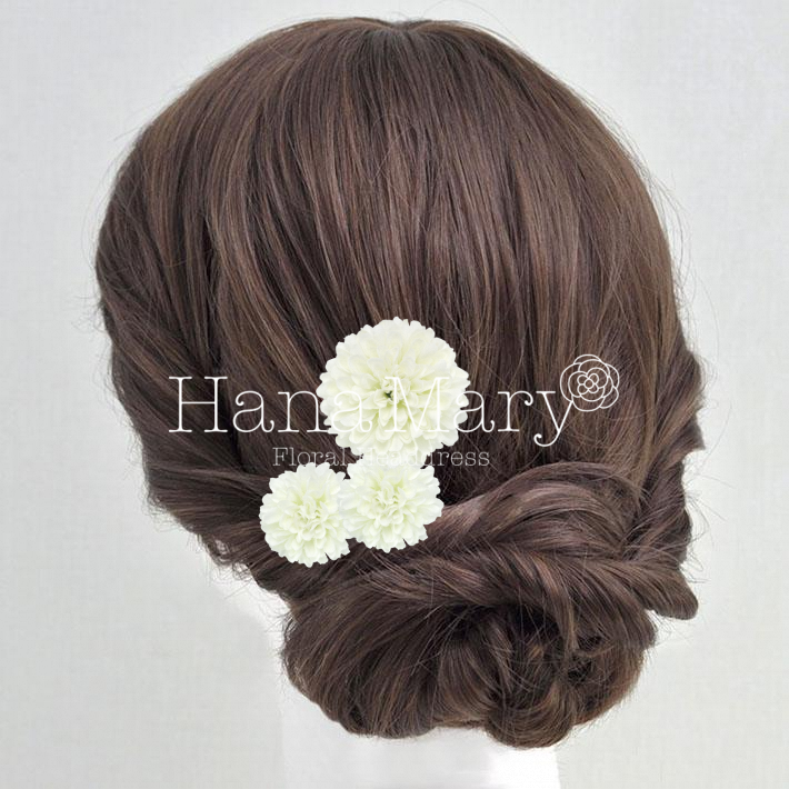 白マムの髪飾り