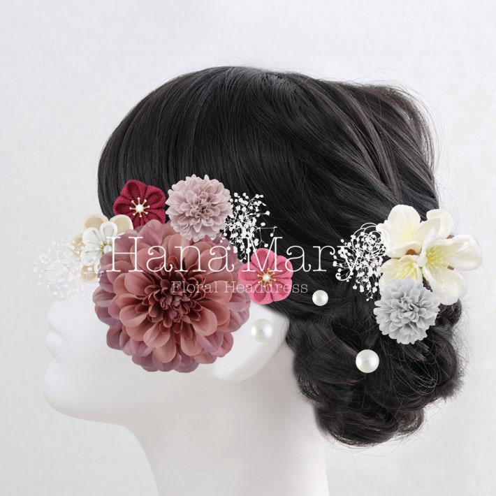 桃色畑のしなやかフラワーヘアアクセサリー