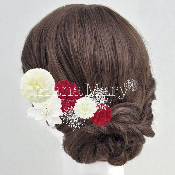 赤と白の髪飾り