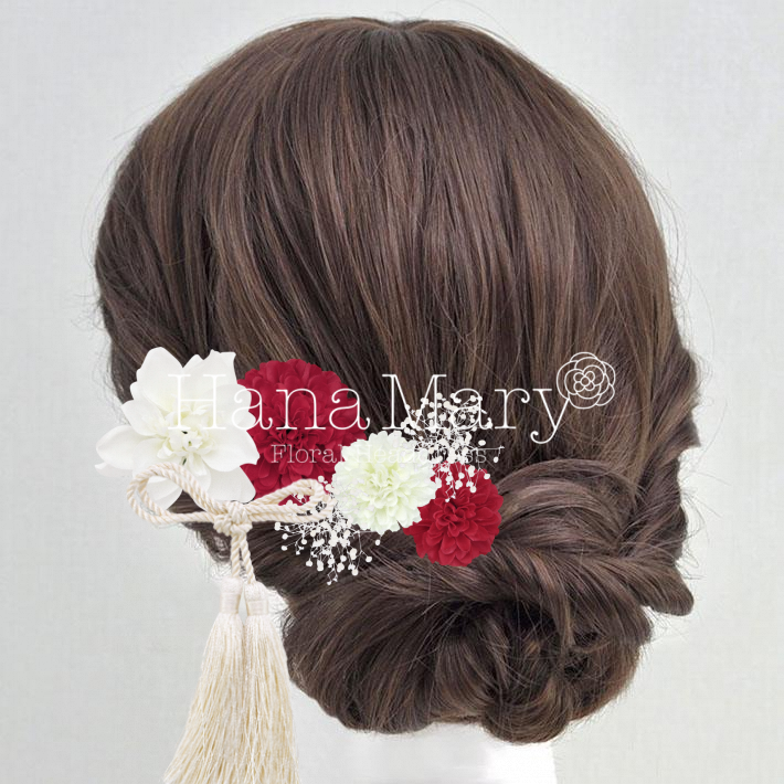 赤と白の髪飾り