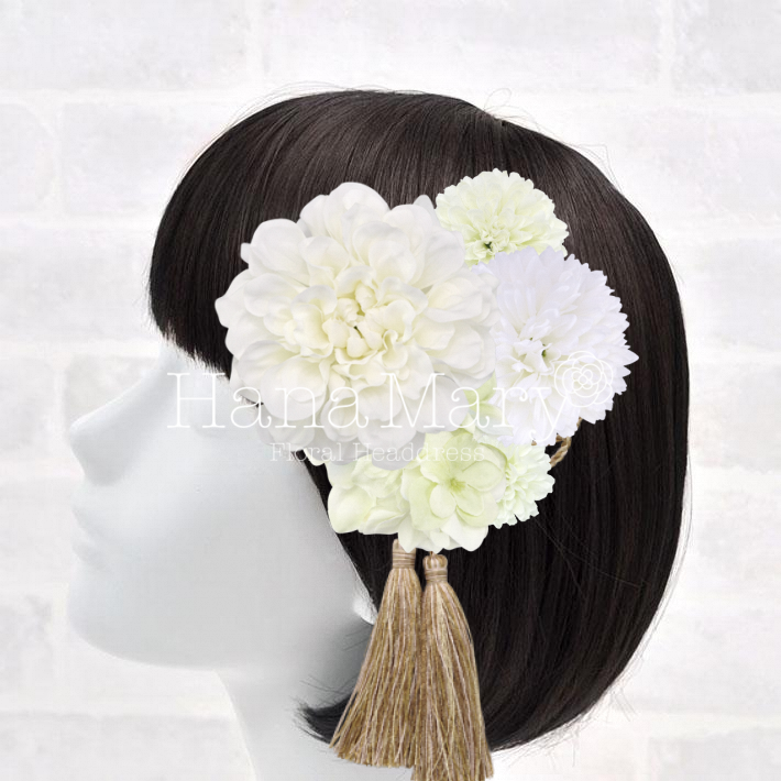 ダリアとアジサイの髪飾り