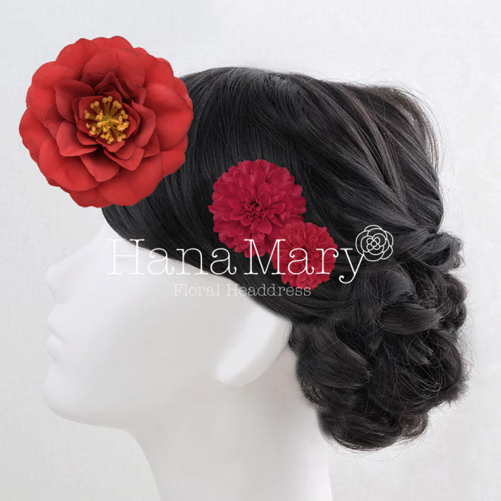 赤二つに横椿　5と3.5