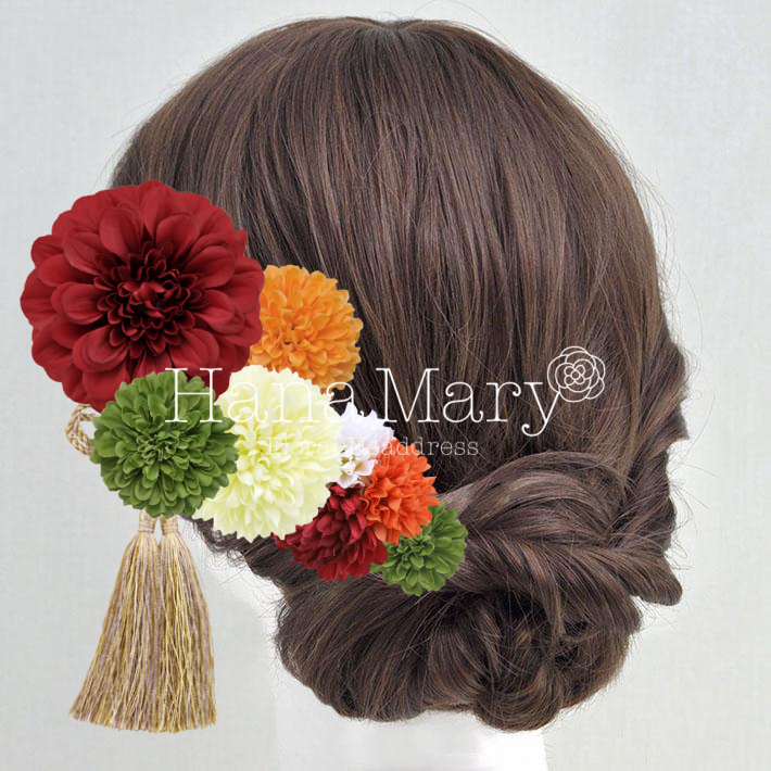 赤とオレンジのピンポンマム