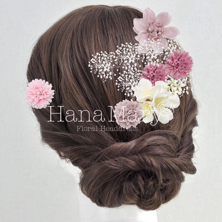 成人式　髪飾り　ピンク