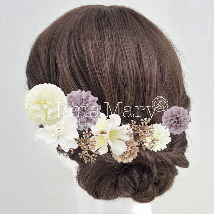 ダリアとベロアブロッサムの髪飾り