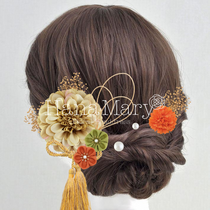 ベージュオレンジフリル水引