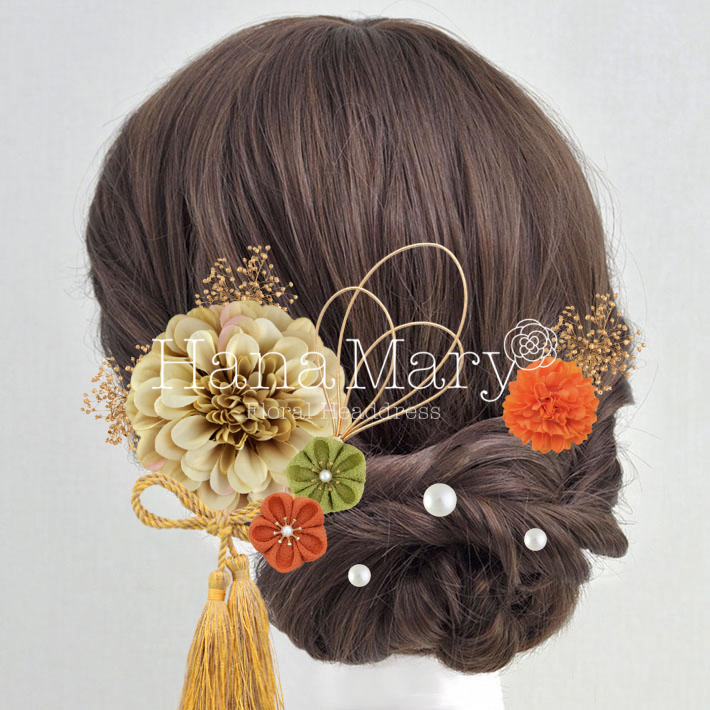 ベージュオレンジフリル水引