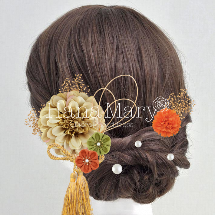 ベージュオレンジフリル水引