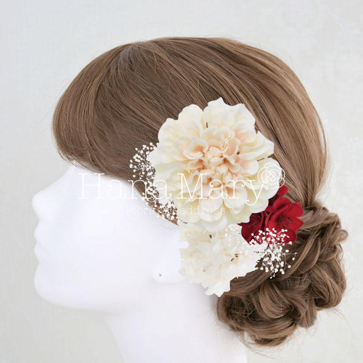 ダリア　あじさい白