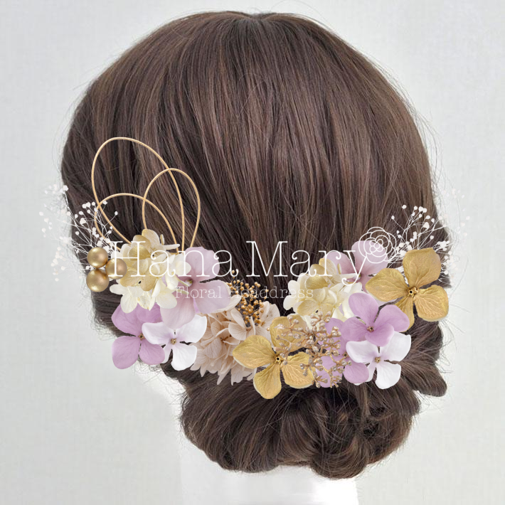 優しい紫色の紫陽花ブーケ