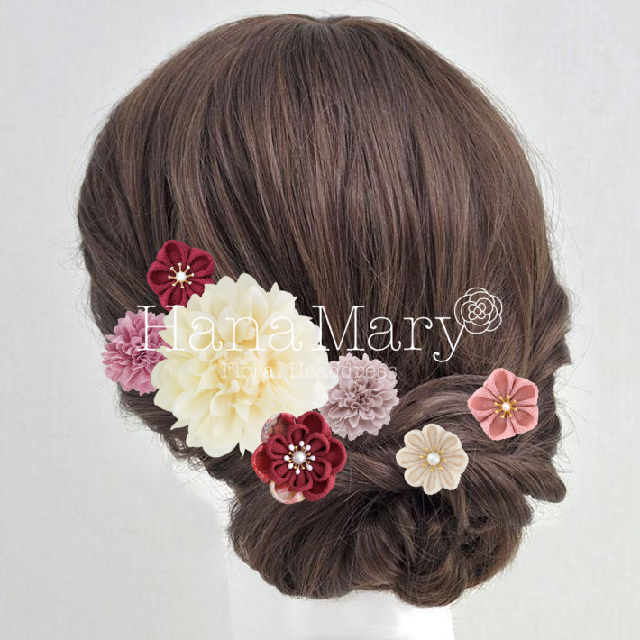 赤とピンクのちりめん