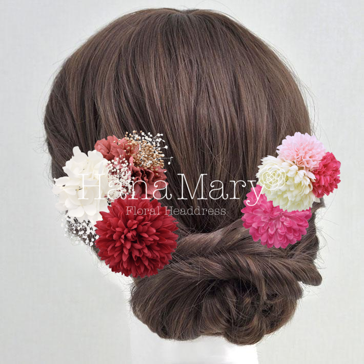 ダリア､カスミソウなどの髪飾り