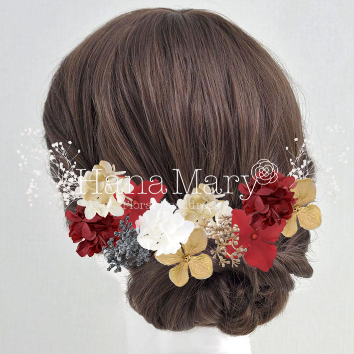 赤黒白金の小花