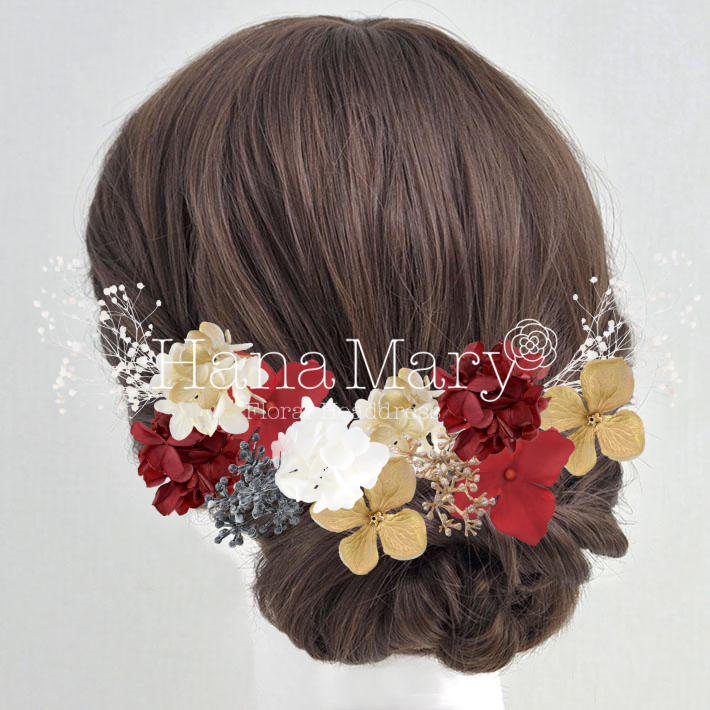 赤黒白金の小花