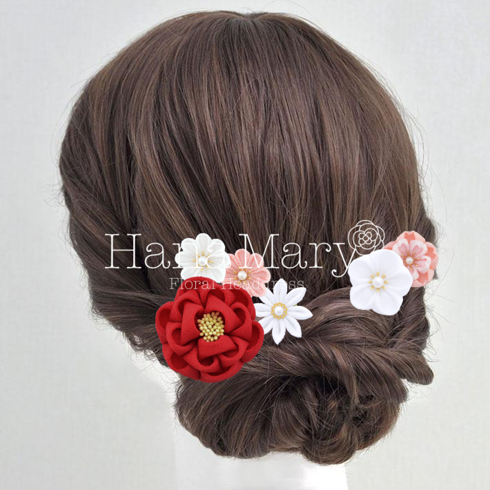 つまみ細工の髪飾り