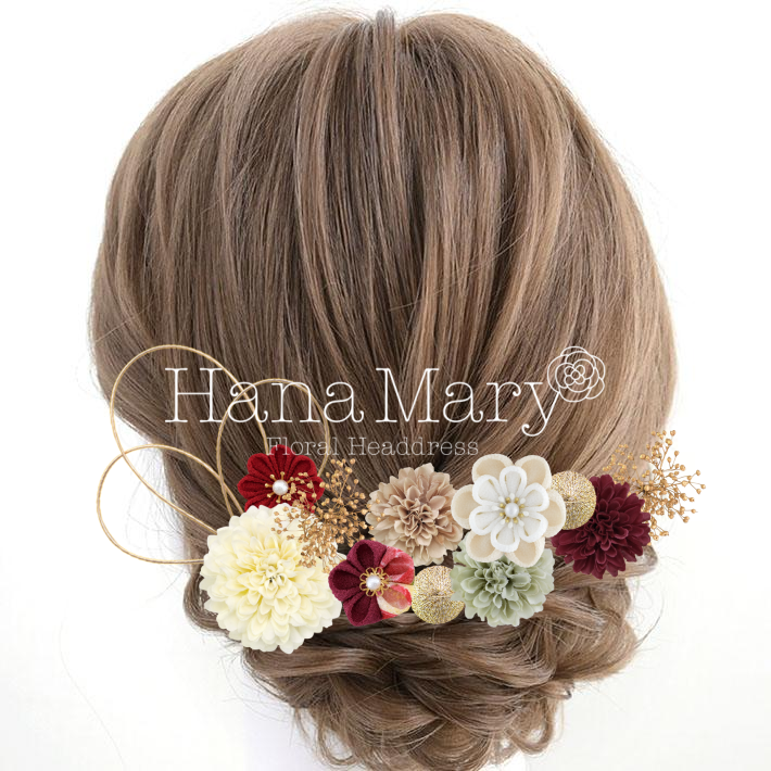 ハーフアップつまみ細工