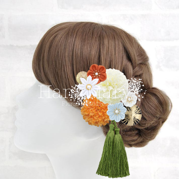 オレンジ和装アレンジ