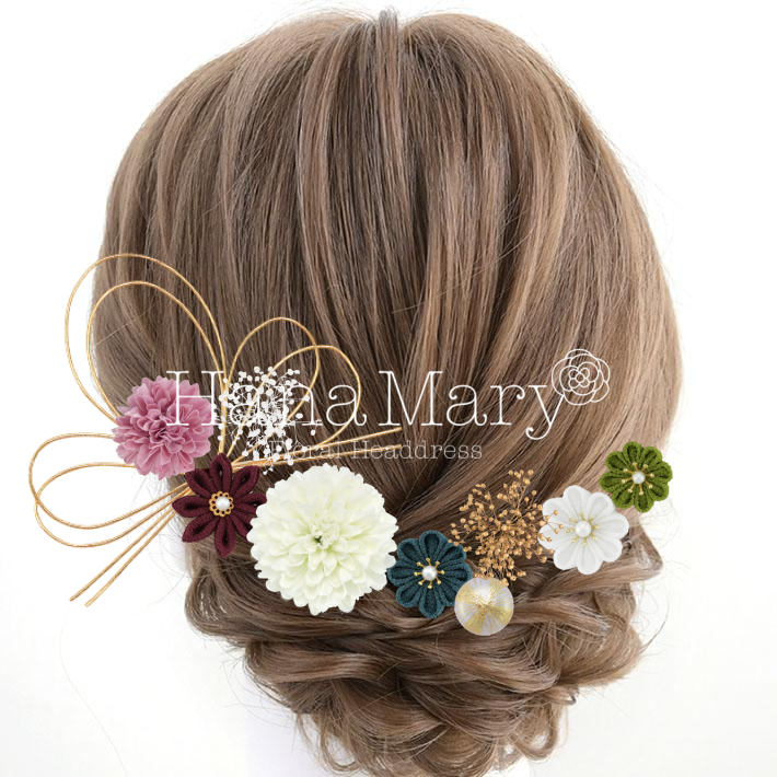 つまみ細工とかすみ草