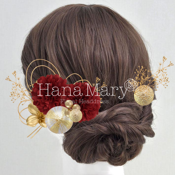 卒業式　髪飾り　赤