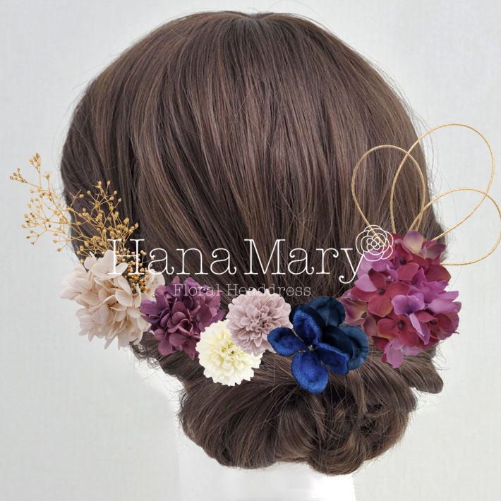 青と紫の紫陽花飾り