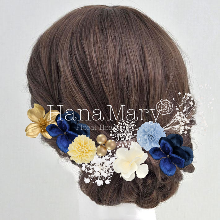 青と黄色の髪飾り